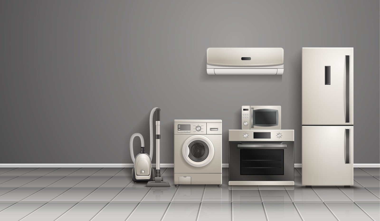 household appliances realistic composition