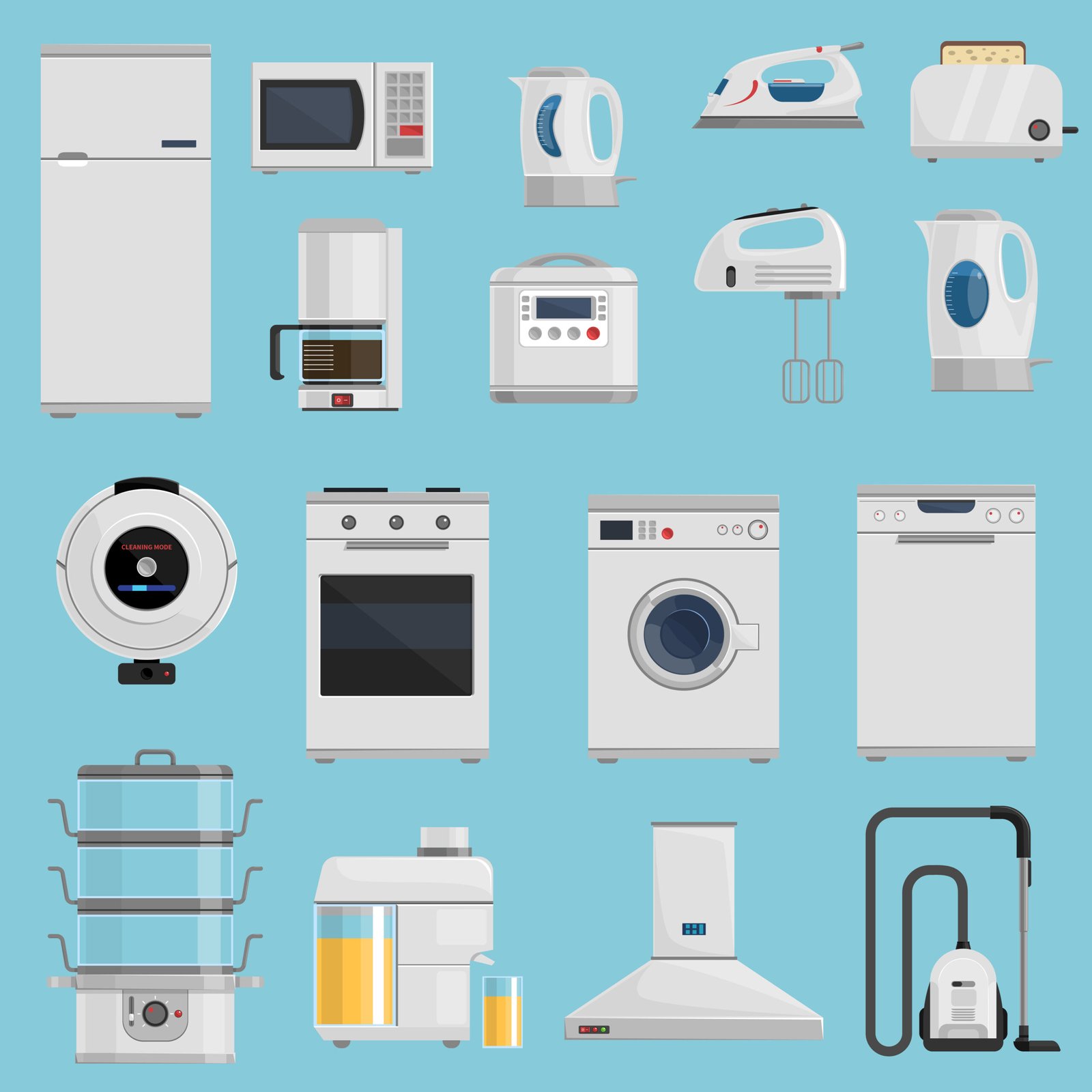 household appliances icons set
